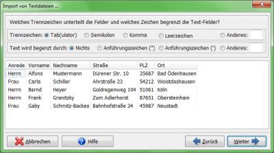 Zum Vergrößern anklicken! Heyer's Etiketten-Studio Pro - Seriendruck: Textimport
