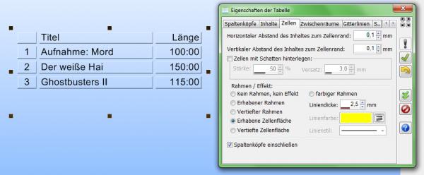 Zum Vergrößern anklicken! Heyer's Etiketten-Studio Pro - Tabelle